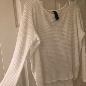 Long sleeve white pancake sweater